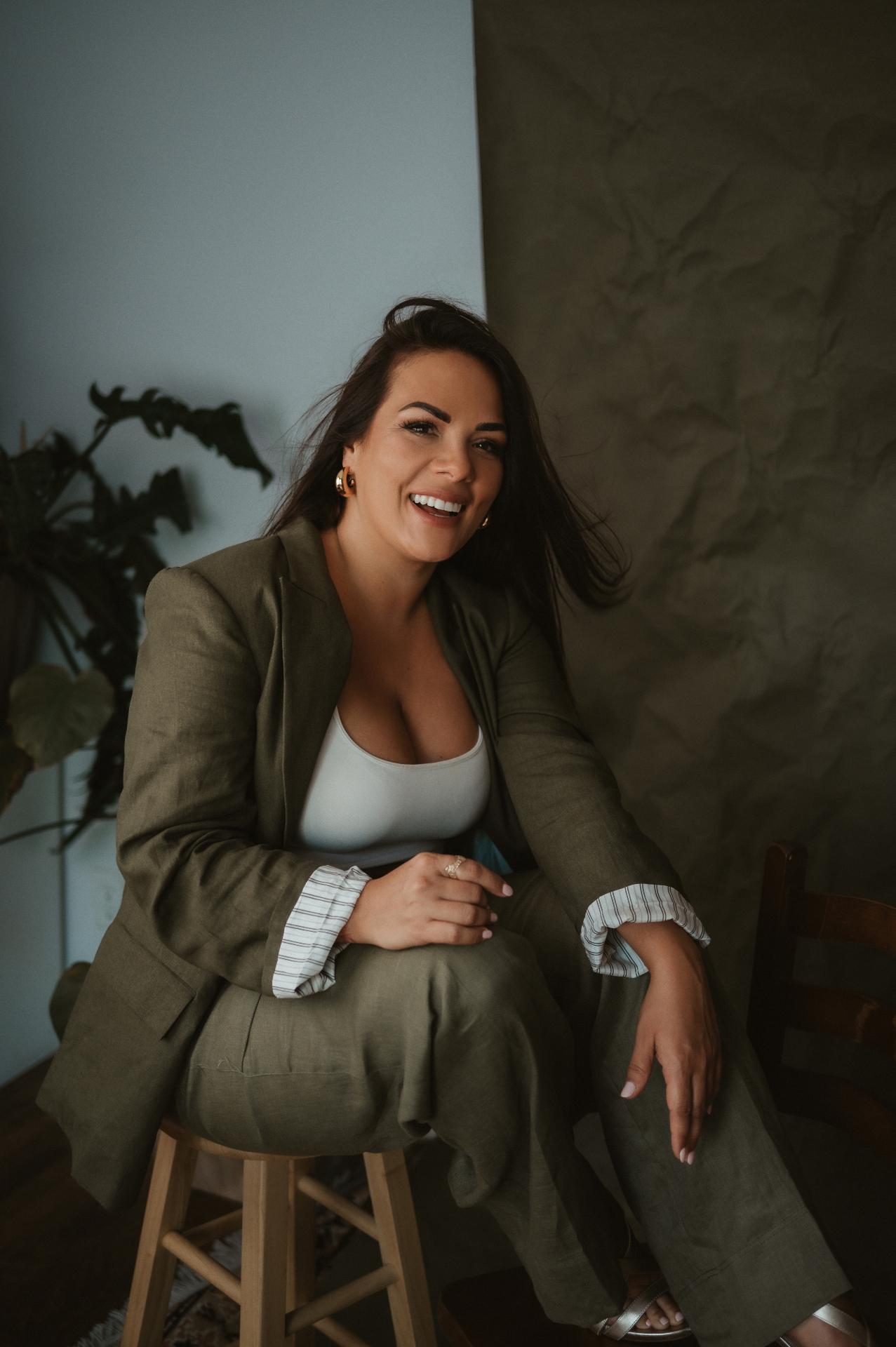 Bianca Diorio on a terrace overlooking the Caribbean